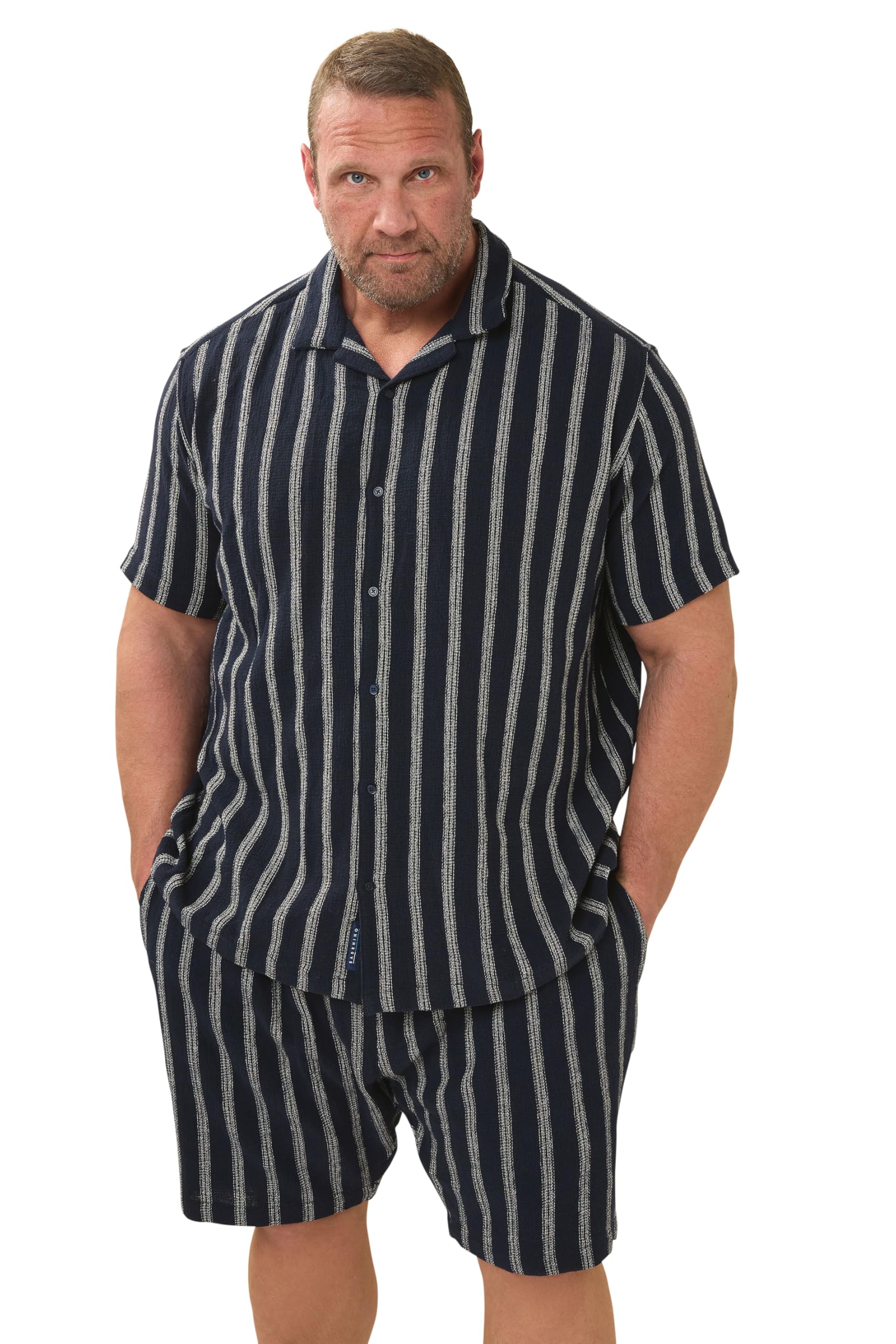 BadRhino Short Sleeve Stripe Shirt - Men's XXXL - Dark Navy Cotton