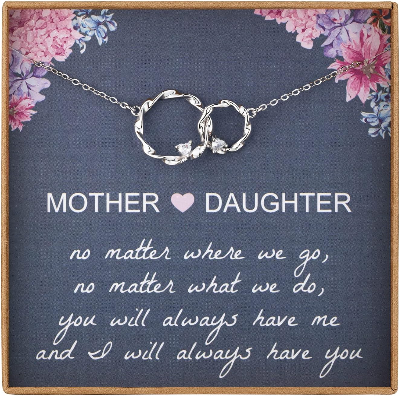 Mom Gifts, Sterling Silver Circles Necklaces for Women, Mama Necklace, Daughter Birthday Gift from Mum, Mothers Day Jewelry for Her