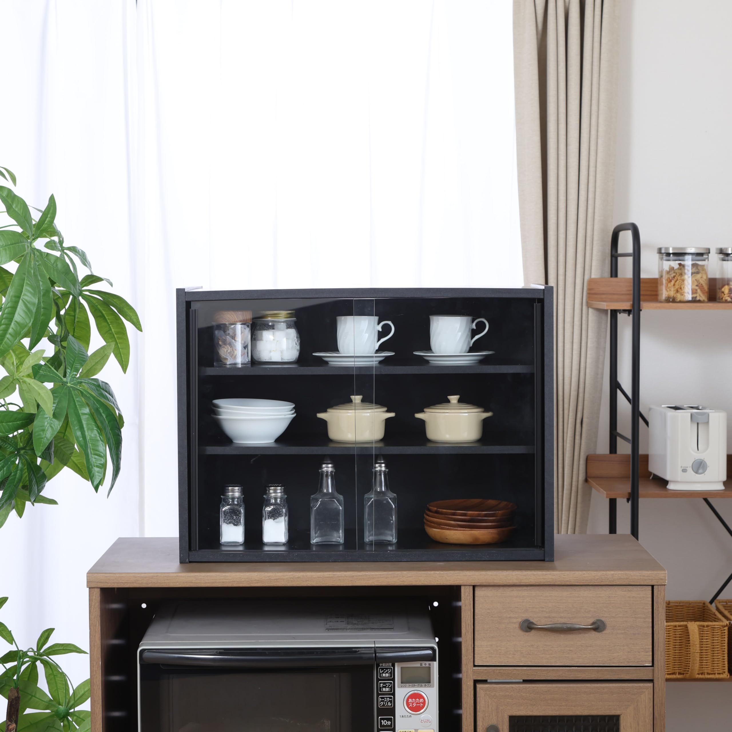 ブラック食器棚 10引き出し Amazon｜不二貿易 食器棚 キッチン収納 幅60×奥行29×高さ44cm