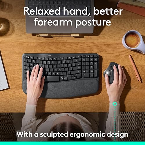 Miniatura 3 de Logitech Ergo M575S Ratón inalámbrico de Trackball, mouse ergonómico inalámbrico con Bluetooth y dongle cifrado, cómodo control de pulgar,