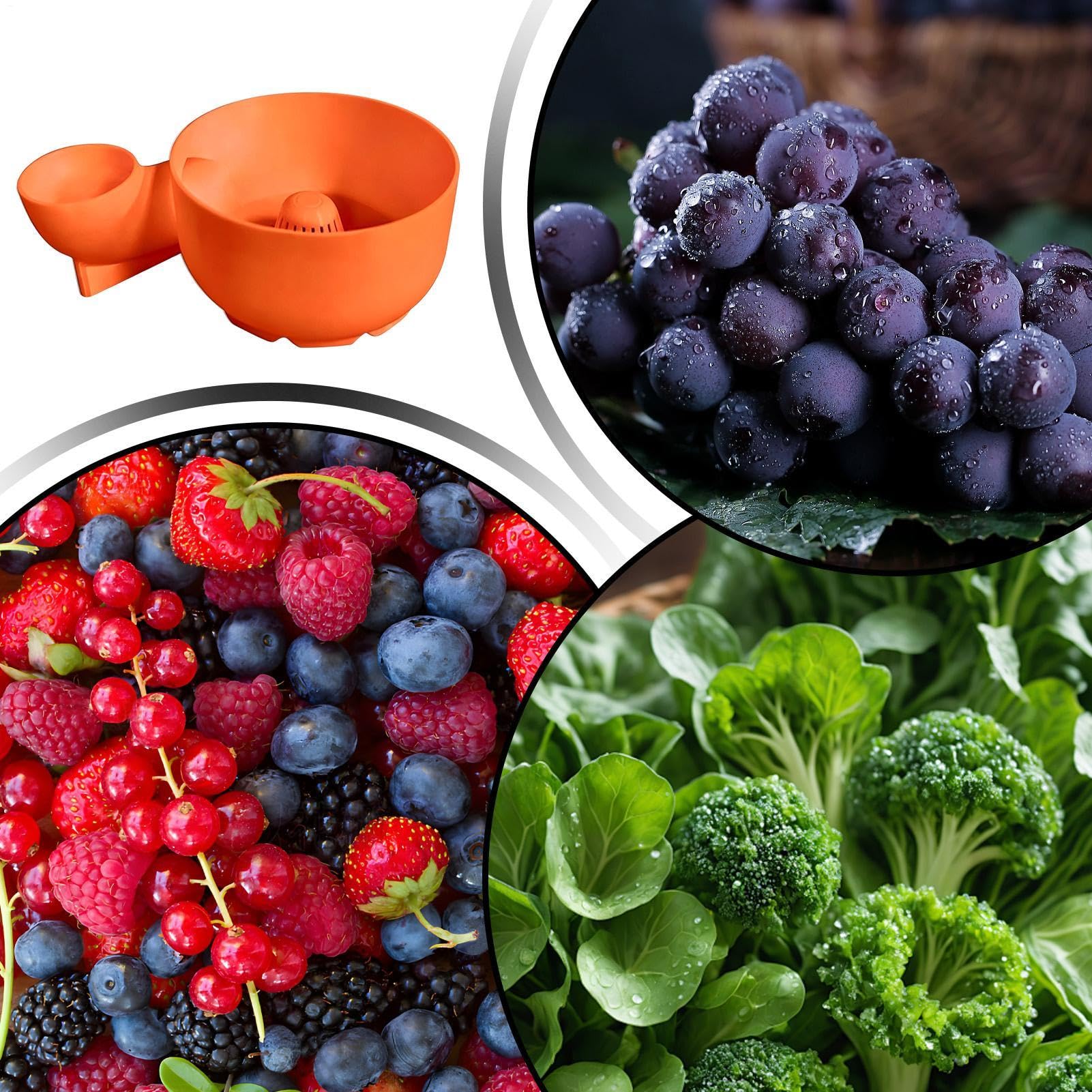 Cuenco giratorio para lavar frutas, colador multifuncional 4 en 1, cesta de drenaje automático, para fresas, uvas, frambuesas, fechas, preparación de ensaladas, camping, 7.8 x 5.3 x 2.95 pulgadas