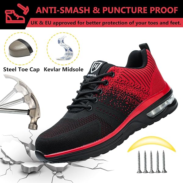 Baofular Scarpe Antinfortunistiche Uomo Donna Leggere Scarpe da Lavoro Comode Scarpe Sicurezza Antiscivolo Traspiranti - 3