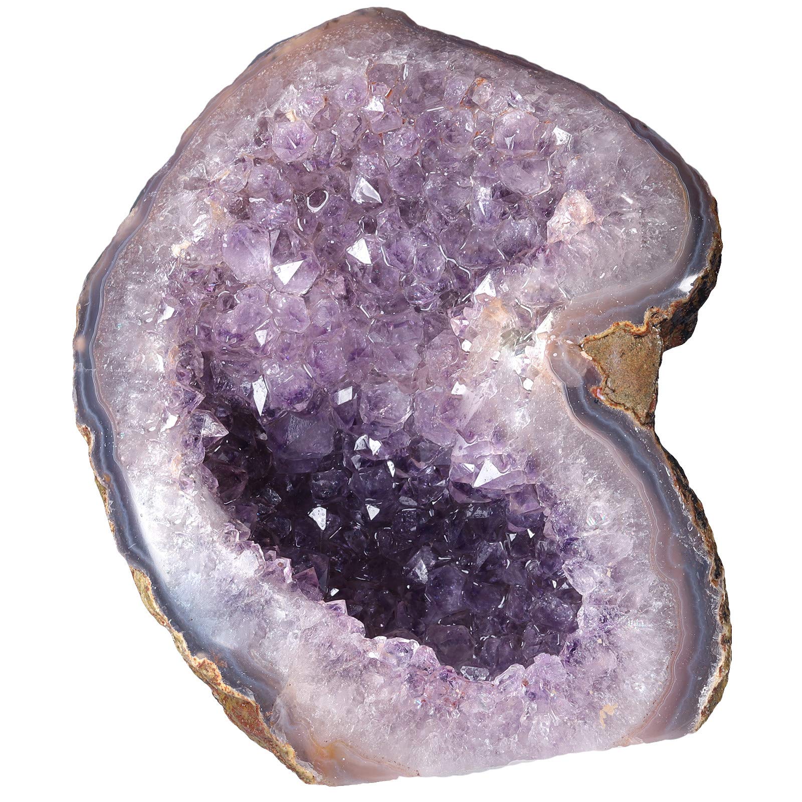 Géode druzy d'améthyste violette naturelle de 0,3 à 0,4 kg pour décoration de maison