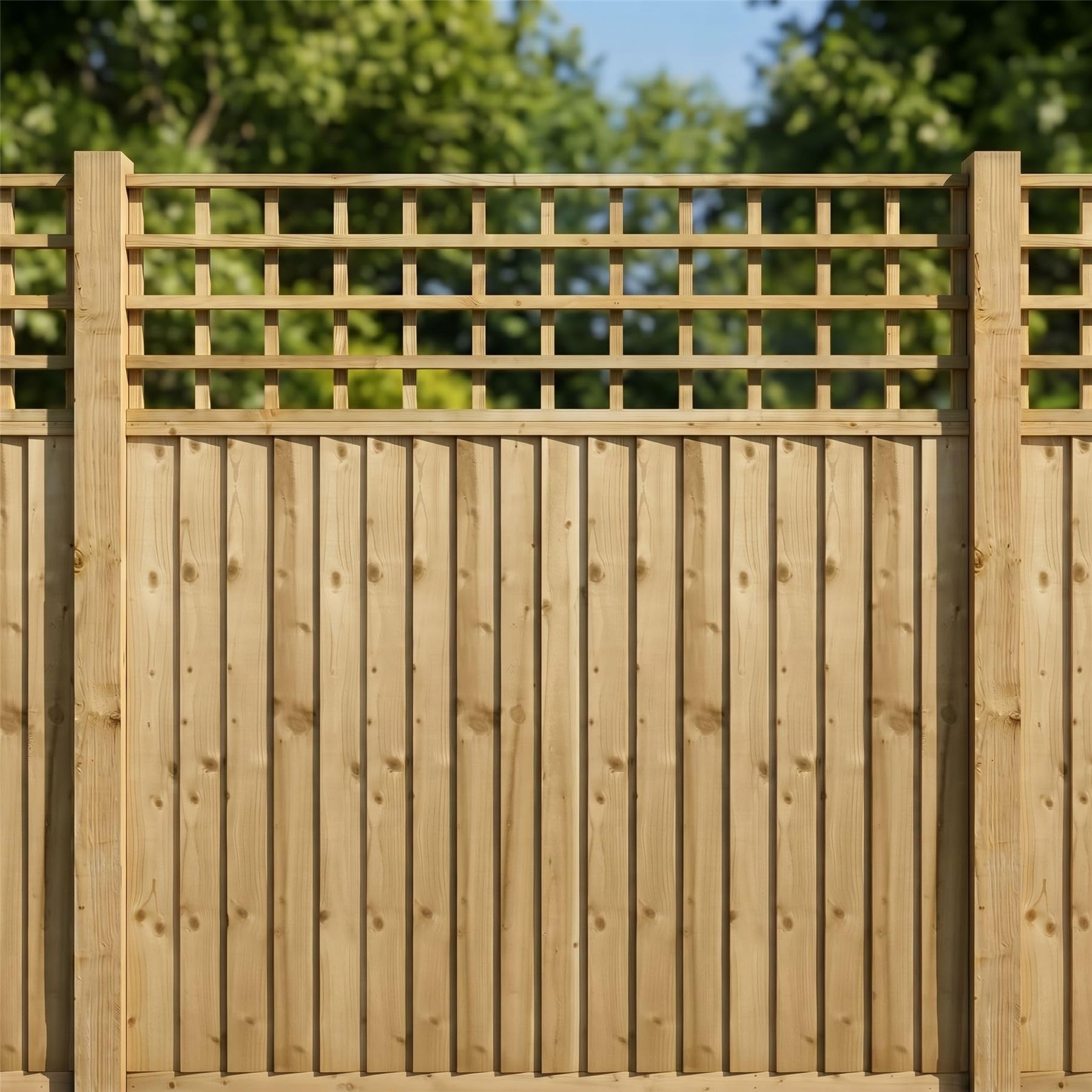 Standard Fence Panel Topper 6ft x 2ft Square Garden Trellis Wooden 3pk | 182.8cm x 60cm, Flat Top Lattice Fencing, Wall-Mount, Add Extra Height & Privacy, Treated, Support for Plants & Vegetables