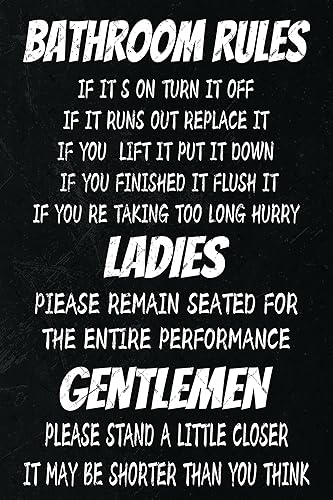 EMOHAT Letrero de metal con reglas de baño, decoración retro vintage para pared, 12 x 8 pulgadas