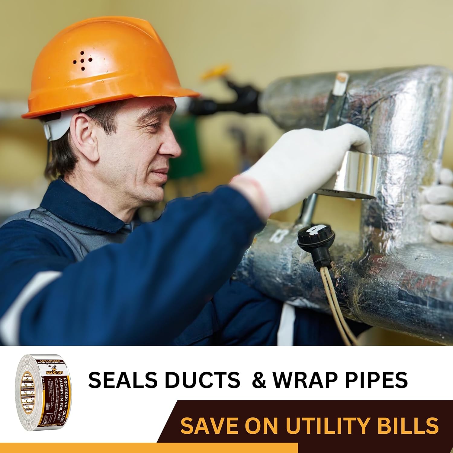 Buck Aluminum Foil Tape – 3 Inch x 216ft (72 yd), 3.6 Mil – HVAC Tape for Ductwork, AC, Dryer Vents & Insulation – Silver Foil Tape for Metal Repair, Exhaust Sealing & Air Conditioning (1 Pack)