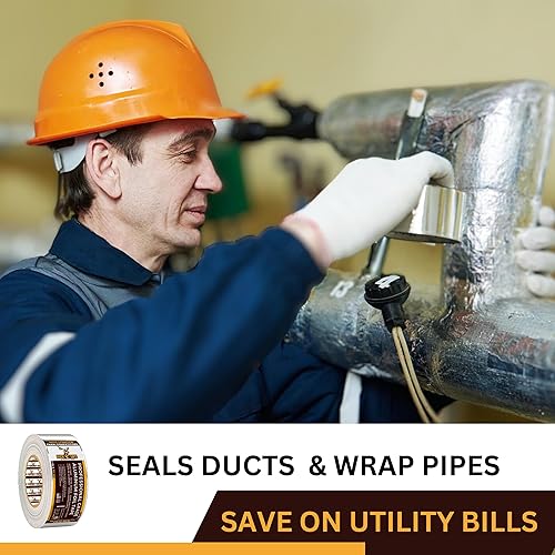 Miniatura 6 de Buck - Paquete de 4 cintas de papel de aluminio de grado profesional, 4 pulgadas x 210 pies, 3.6 mil, ideal para HVAC, aislamiento, tuberías y