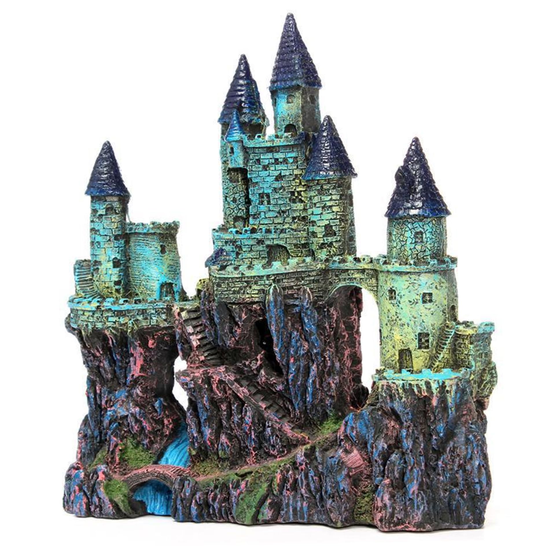 Castello per Acquario, Castello per Acquario in Resina, Decorativo per, Nascondigli Grotta di Pietra Nascondi casa Accessori per acquari Kit iniziali