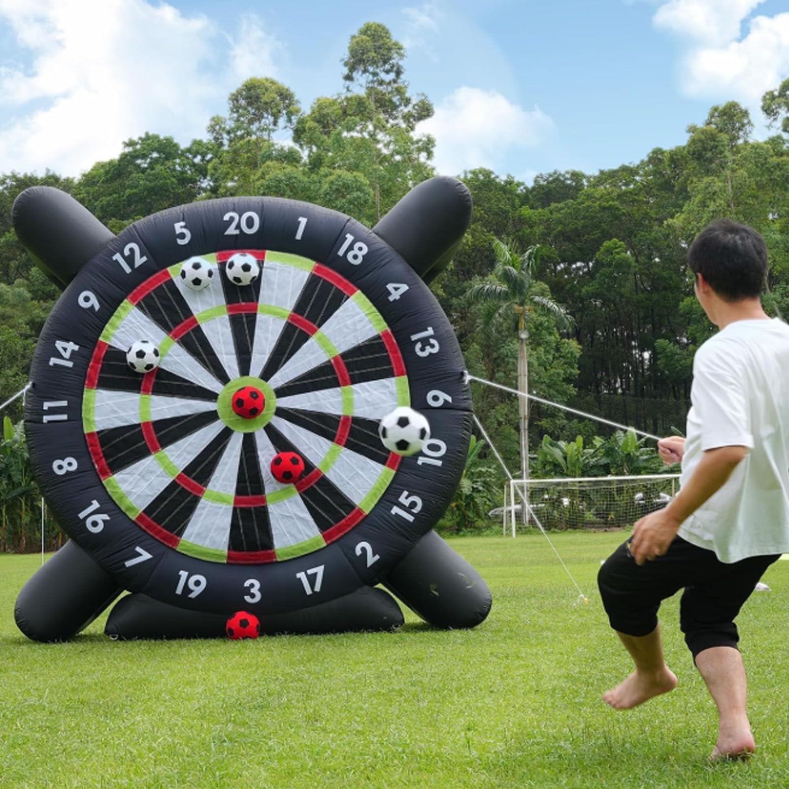 Cashwise Giant Inflatable Football Darts Board, Outdoor Soccer Dartboard Kickball Set with Balls, Blower for Teenagers & Adults, Backyard Team Activity, Daily Sports B-3M/10FT