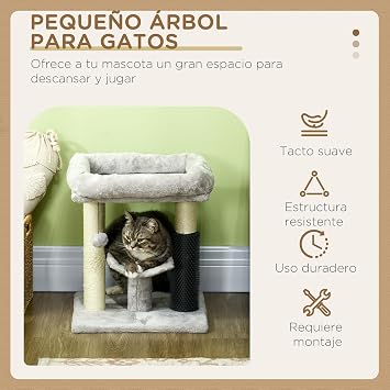 PawHut Cat Scratcher 2 Scratching Posts U-Platform 48 cm Grey