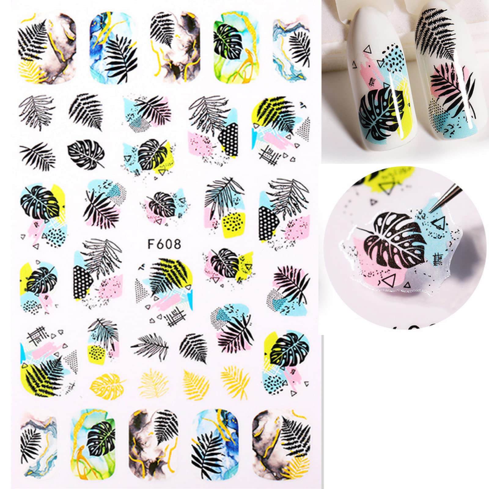 nail.kzmページ Nail Art Stickers Nail Art Decals Tropical Palms Leafs Frangipani