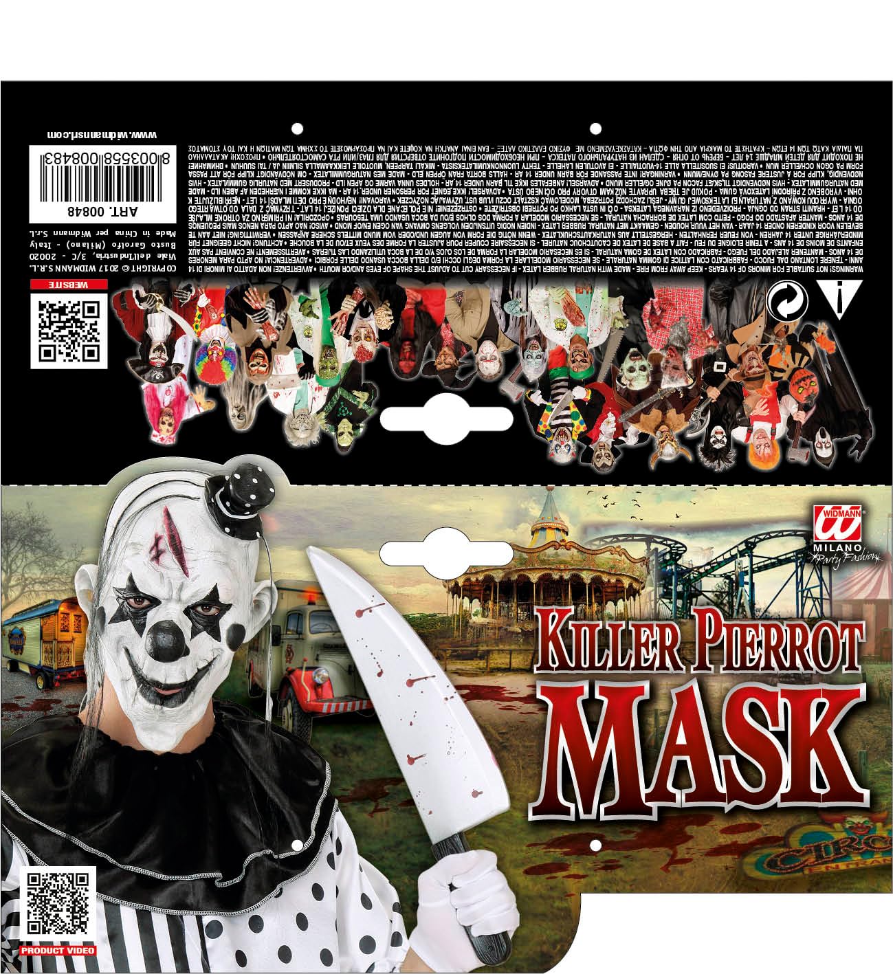 Maschera Clown Killer Widmann Milano - Costume Uomo Per Feste A Tema Anni 70/80 - Foto 6