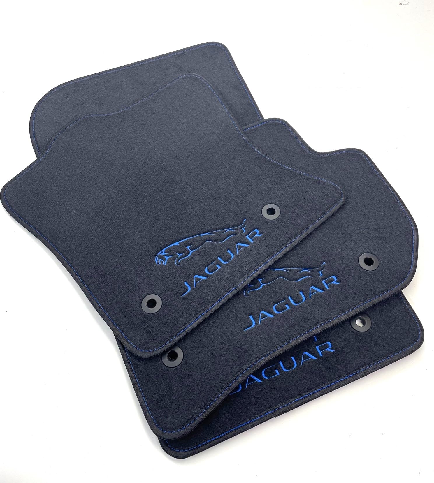 ASC tappeti tappetini auto compatibili con Jaguar F-Pace (X761) 04.2016-2024 tappeti auto in VELLUTO GRIGIO SCURO, 4 loghi