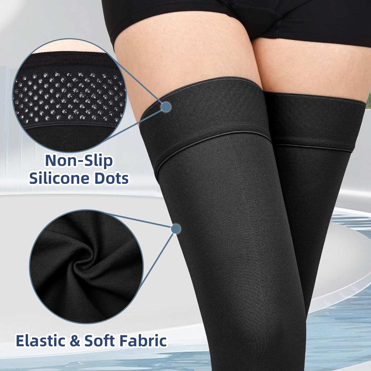 20-30 mmHg Compression Stockings for Women & Men,Thigh High Medical Compression Socks,Support Graduated Compression Hose Sock for Treatment Varicose Veins Swelling-Closed Toe/Open Toe/Footless - Image 5