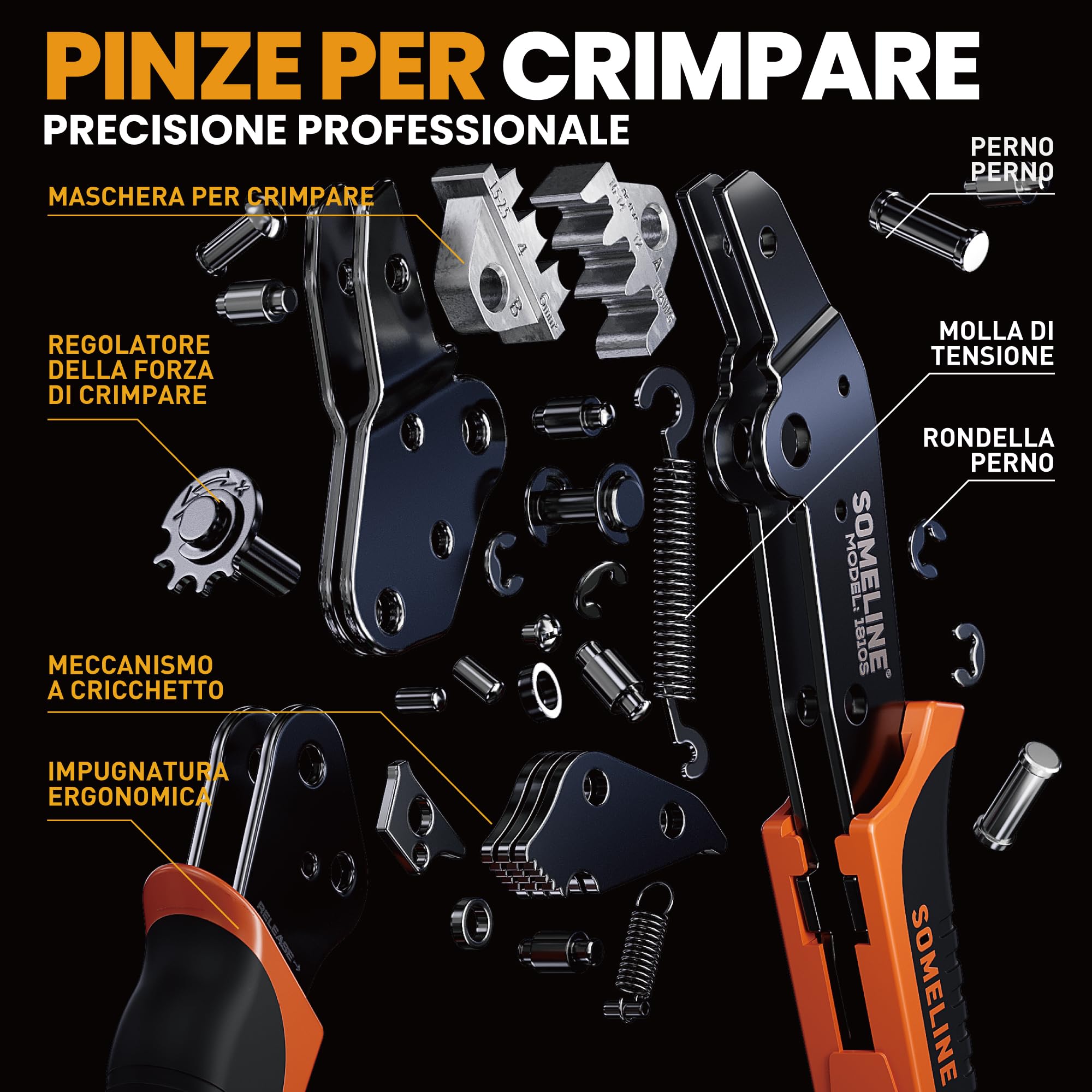 SOMELINE Set di Fotovoltaico per 2,5/4/6mm² Cavo Solare, con 12 Paia Connettori Pannelli Solari + Pinza Crimpatrice + 1 paio di chiavi solari, Pinza Connettori Fotovoltaico, Kit Attrezzi Elettricista