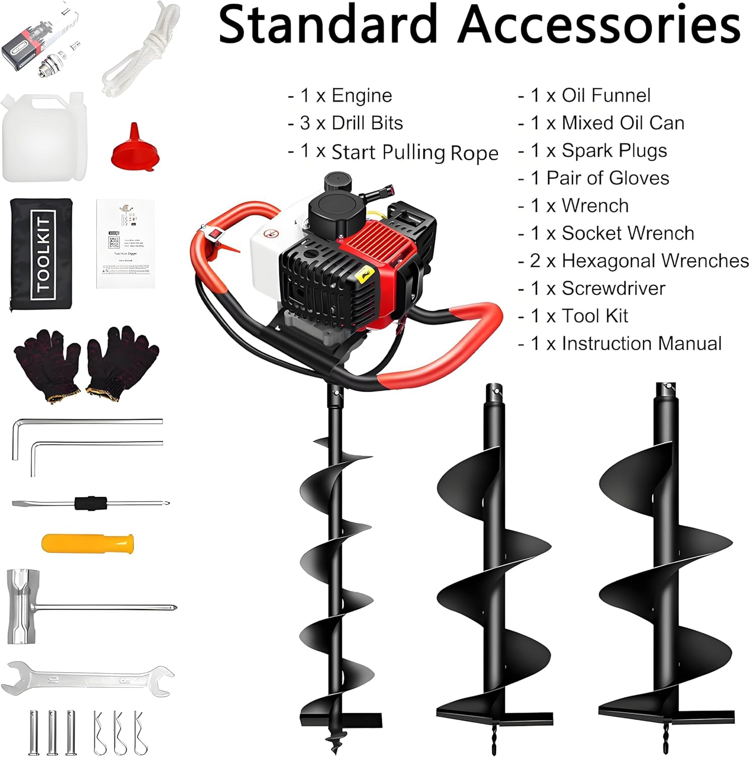 Post Hole Auger for Fencing & Planting – Durable Earth Digger with Efficient Heat Dissipation, Perfect for Digging Mailbox & Fence Posts, Heavy-Duty Garden Tool
