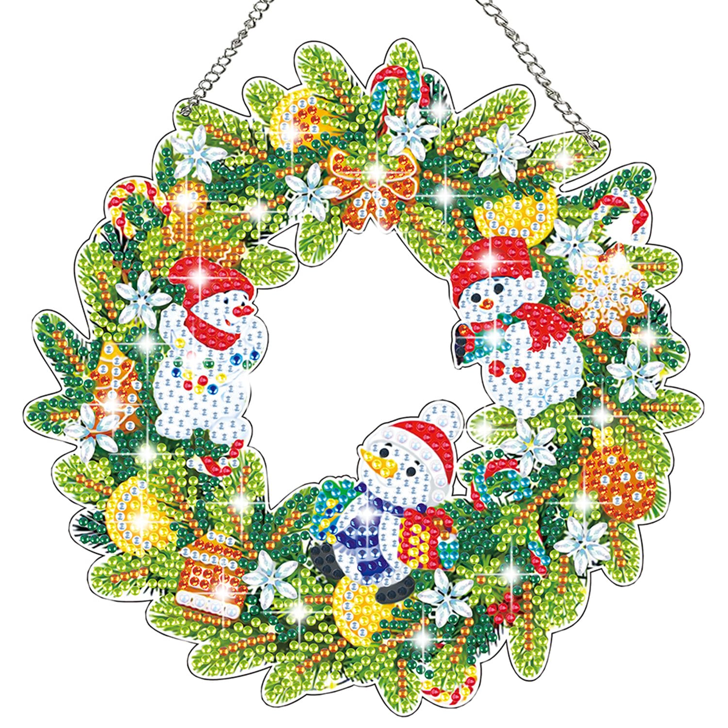 AVZYARDY Christmas Diamond Art Wreath Kit 5D Diamond Art Painting DIY Partial Special Drill Wall Garland Pendant Crystal Rhinestone Christmas Wreath Kits Xmas Handmade DIY Gifts