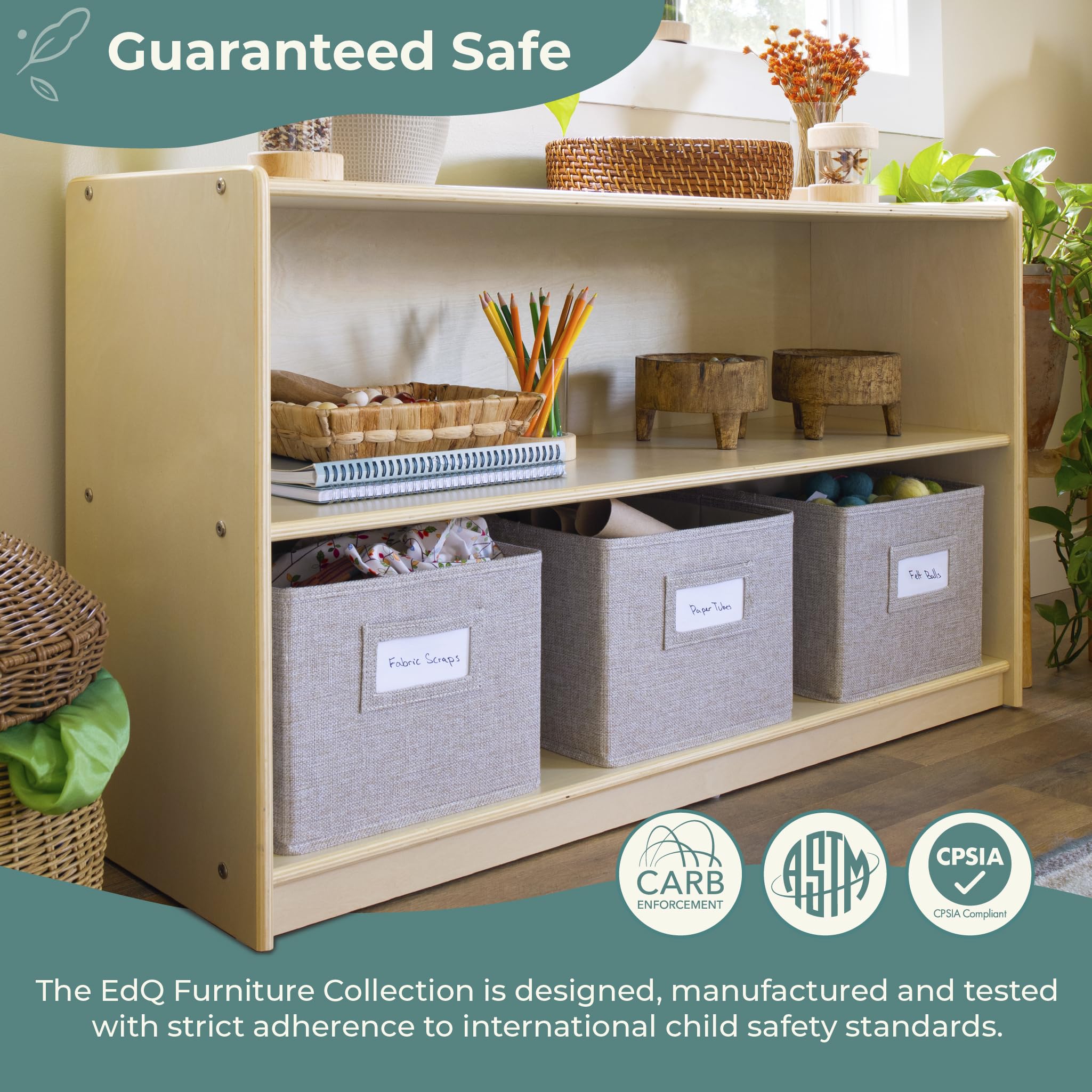 Amazon｜Guidecraft EdQ オープンストレージ 24インチ ナチュラル 布製