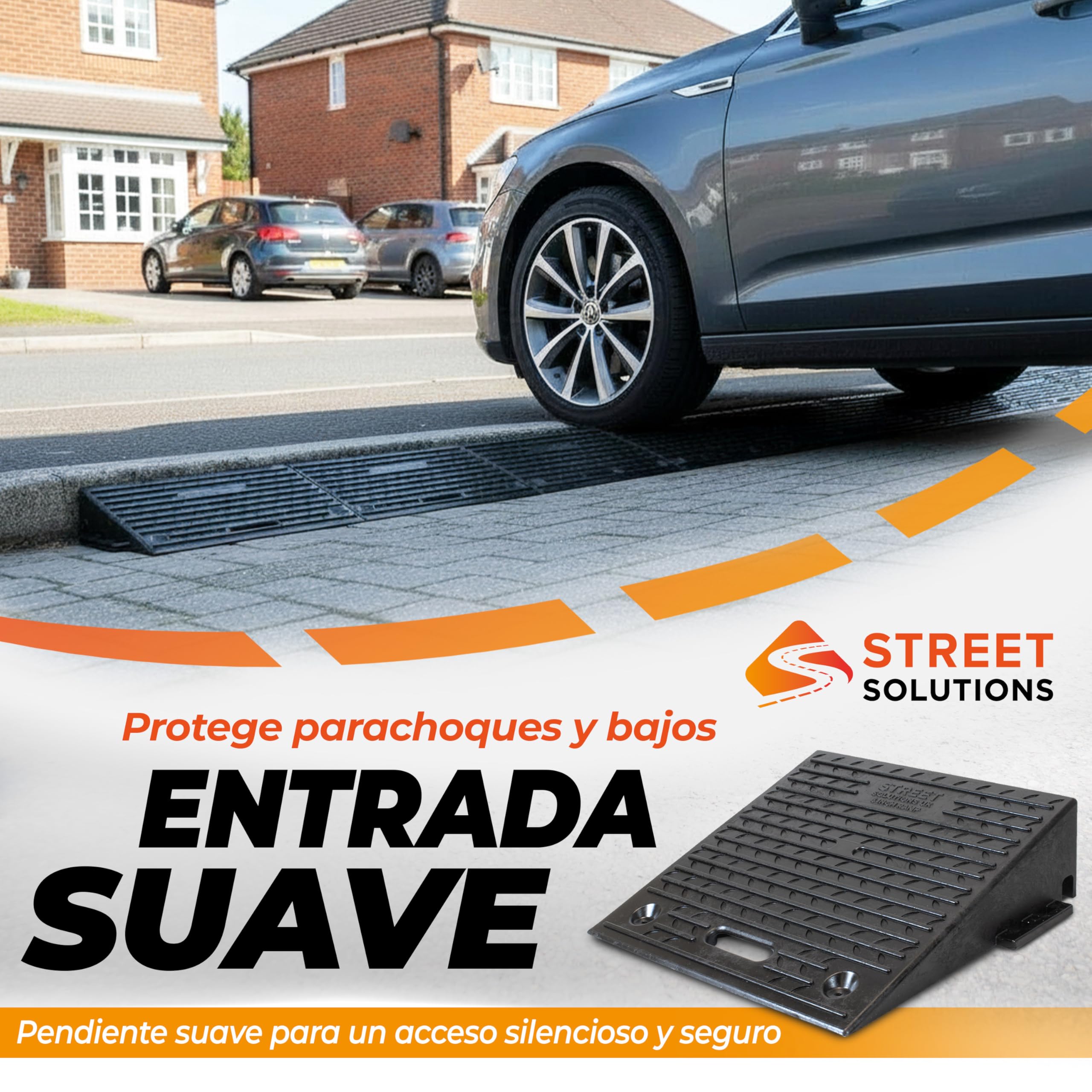 Street Solutions UK Pack de 2 Rampas para Coches de Goma (10 cm) - Antideslizantes, Ideales como rampa Silla de Ruedas y rampa Moto