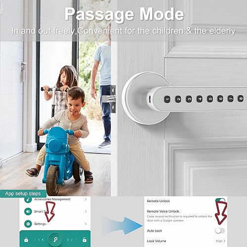 Miniatura 6 de Pomo de puerta inteligente con teclado, cerradura de puerta de entrada sin llave, cerradura de puerta con código de asa, cerraduras de puerta para