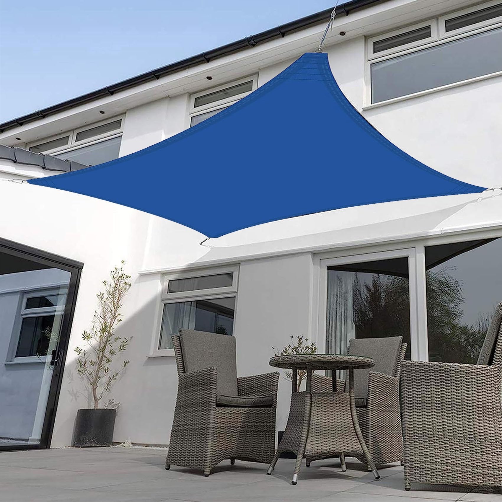 Toldo Vela Triangular De 3x3x3 M – Impermeable, 98% Bloqueo UV, 180 G/m², Color Crema, Con Cuerdas Y Anillas