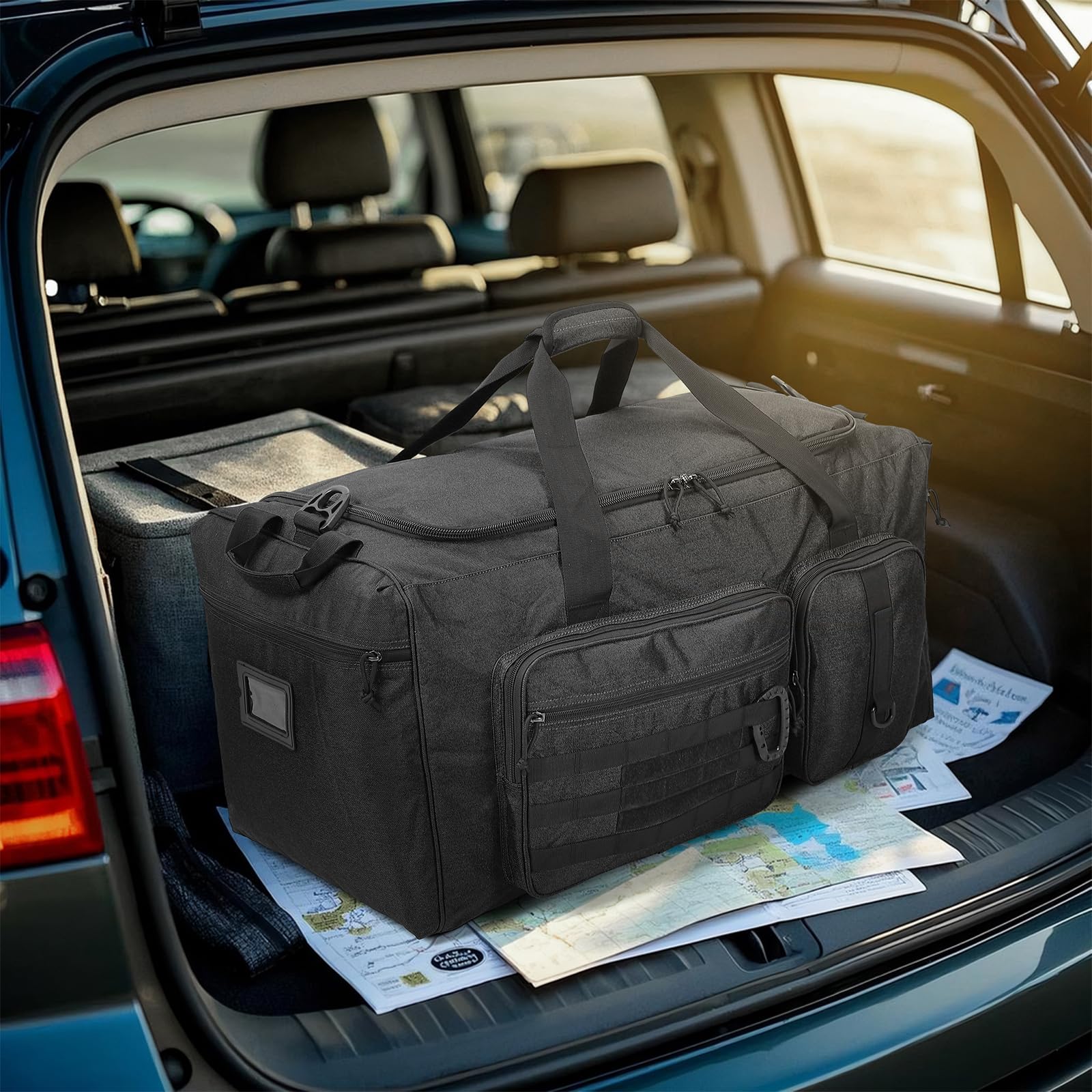 Borsone da viaggio da uomo, 120 l, resistente, da campeggio, 80 cm, extra large, borsa sportiva XL, Nero , 32'', Viaggi, campeggio, sport, palestra, allenamento, boxe, escursionismo