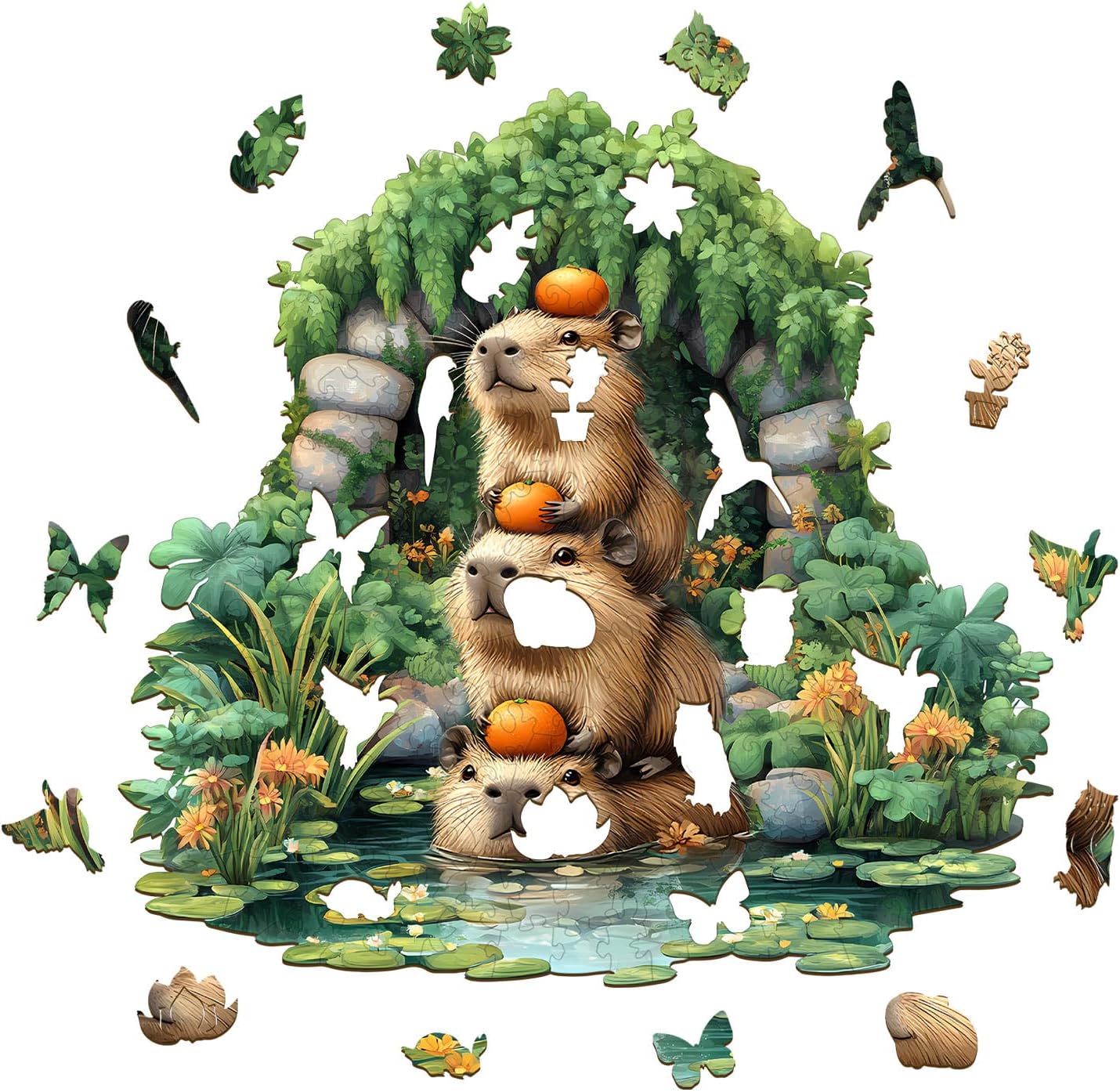 Wooden Puzzles for Adults, Capybara Wood Puzzles Adult, Unique Animal Shape Wooden Jigsaw Puzzles for Adults, Birthday Gifts for Puzzle Lovers, Family (L - 13.4 * 12.8in)