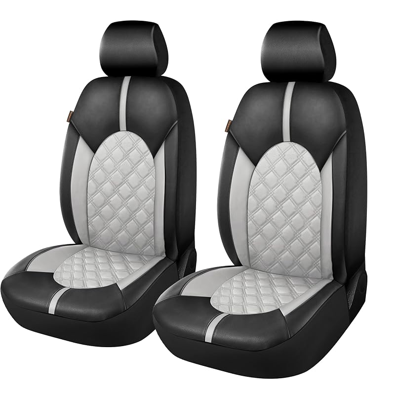 CAROMOP Capa para Banco Automotivo em Couro Sintético, Conjunto Dianteiro, Cinza Dove Gray