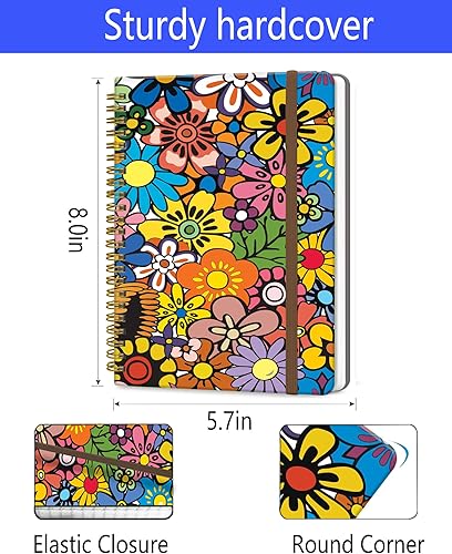 Miniatura 6 de Cuaderno de diario en espiral, tamaño A5, bonitos cuadernos para mujeres y hombres, cuaderno de tapa dura con rayas universitarias para trabajo y