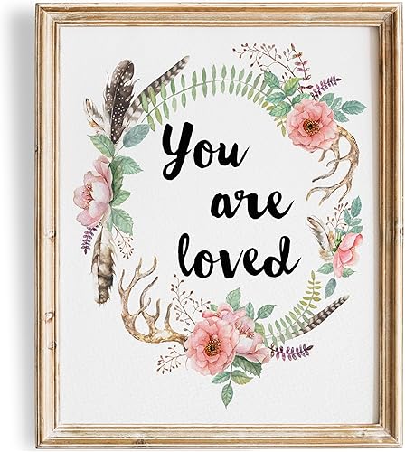 You Are Loved Art Print - 8x10 (Unframed)  Heartwarming Typography Design  Inspirational Home Décor  Wall Art for Bedroom  Living Room Décor  Home