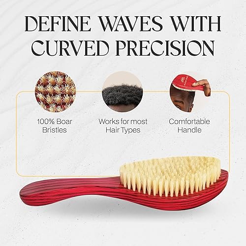 Miniatura 3 de Mawimbi S130 - Cepillo curvo de ondas 360, cepillo de cerdas de jabalí de fuerza media, cepillo versátil para cabello texturizado, semi-grueso, liso