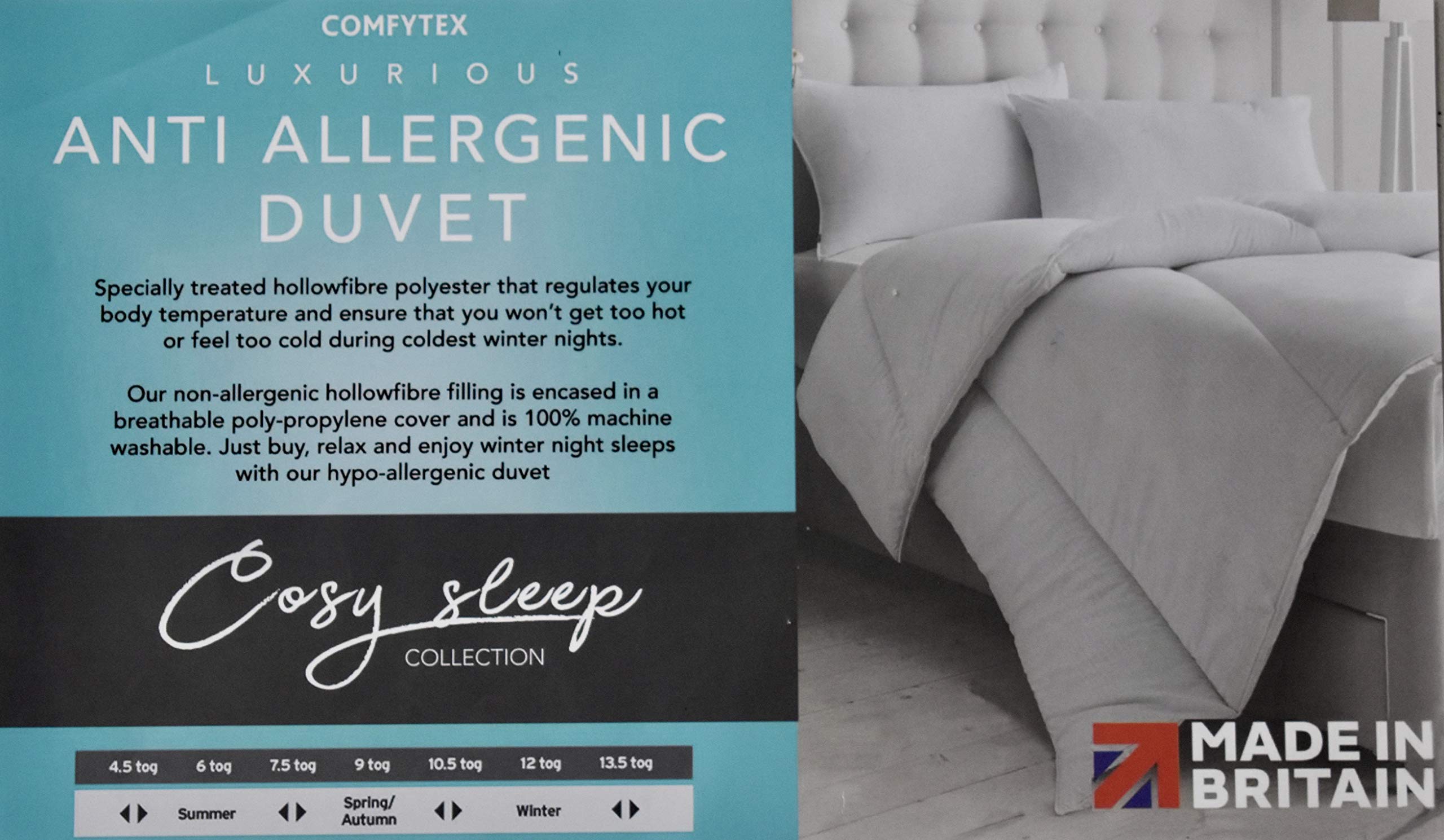 Feathers & Linens Anti Allergy Four Seasons Corovin Luxury Duvets Quilts All TOGS Made In The UK (Superking 10.5 TOG)