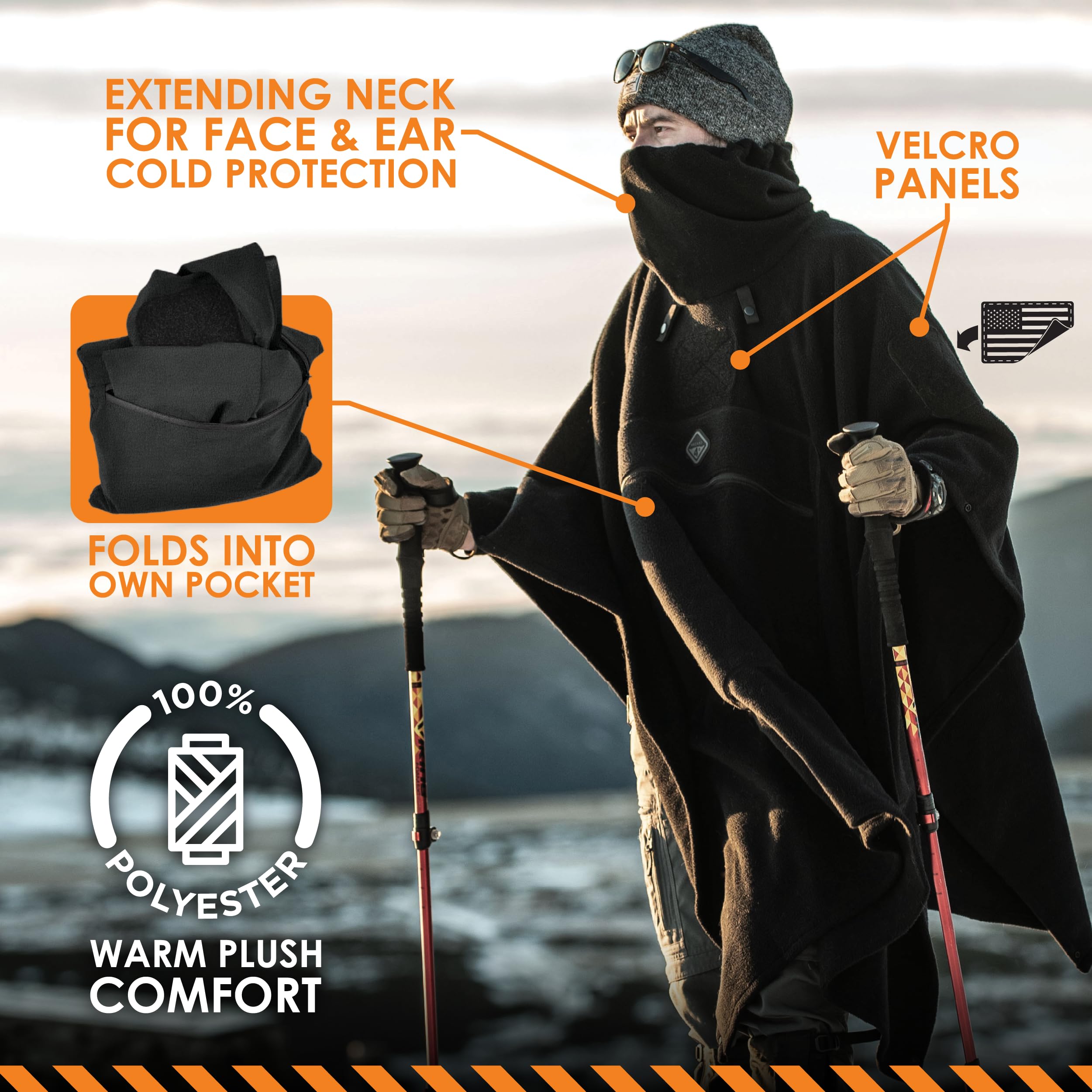 Amazon.co.jp: ハザード4 Fleece Poncho Black : ファッション