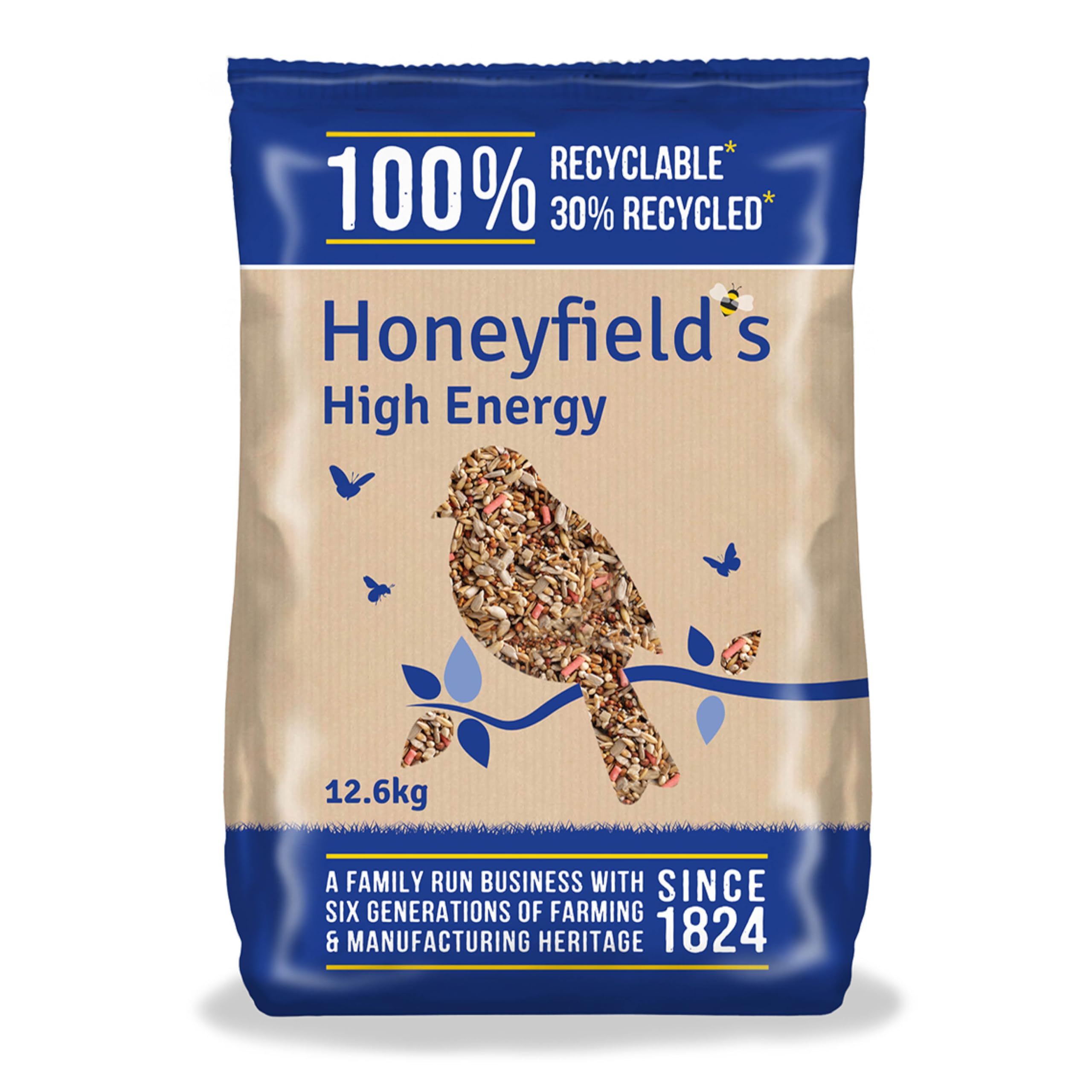 Bird Food - High Energy Seeds, High in Protein and Essential Vitamins, Great for Hanging Feeders, Bird Tables, and Ground Feeding, Bulk Bag (12.6kg) - Honeyfield’s