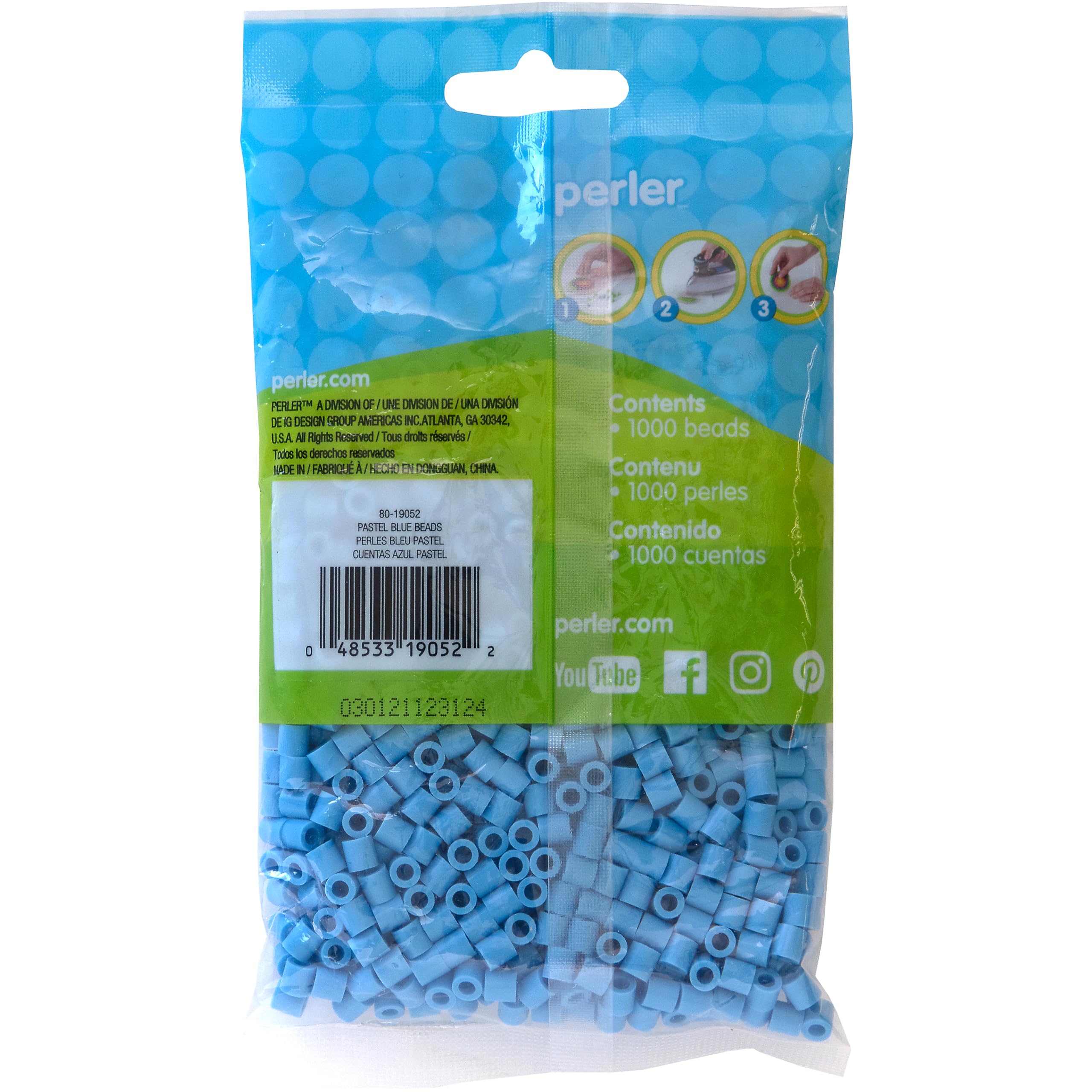 Perler 83-99788 Lot de 3 000 perles fusibles pour activités artisanales Bleu pastel, bleu clair et bleu foncé