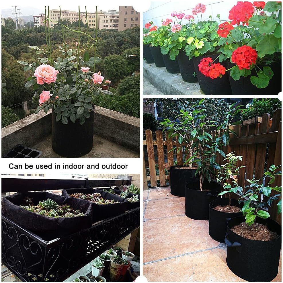 Atyhao Aeration Grow Bag Durable Plant Pot Vegetable Flower Plant Bag Indoor Outdoor Gardening Plant Bag with Handles