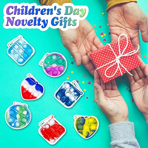 Miniatura 5 de Paquete de 100 llaveros con burbujas para presionar, juguetes sensoriales para niños, antiansiedad, alivio del estrés para adultos, premios de aula,