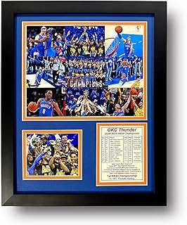 Oklahoma City Thunder (OKC) 2024-2025 NBA Finals Champions | Collectible Basketball Memorabilia | Framed Picture & Photo Collage Gift, Man Cave Wall Art, Home Decor (Mosaic, 12"x15")