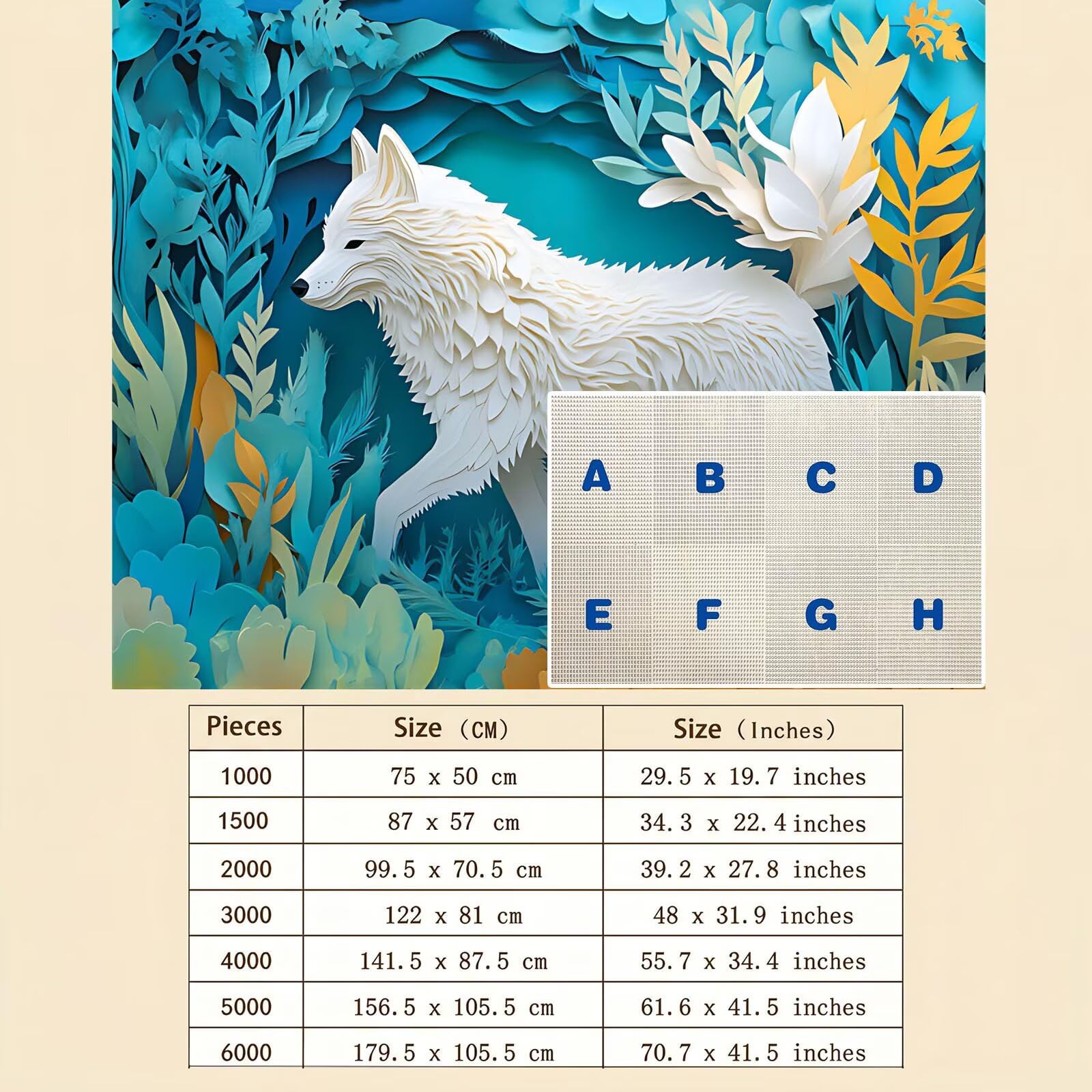Lupo astratto Puzzle 4000 Pezzi per Adulti, Puzzle in Legno - Collezione Classica con Poster Incluso - Sfida di Concentrazione e Passatempo Antistress, Gioco Educativo per Famiglia, 141 x 87 cm f0-603