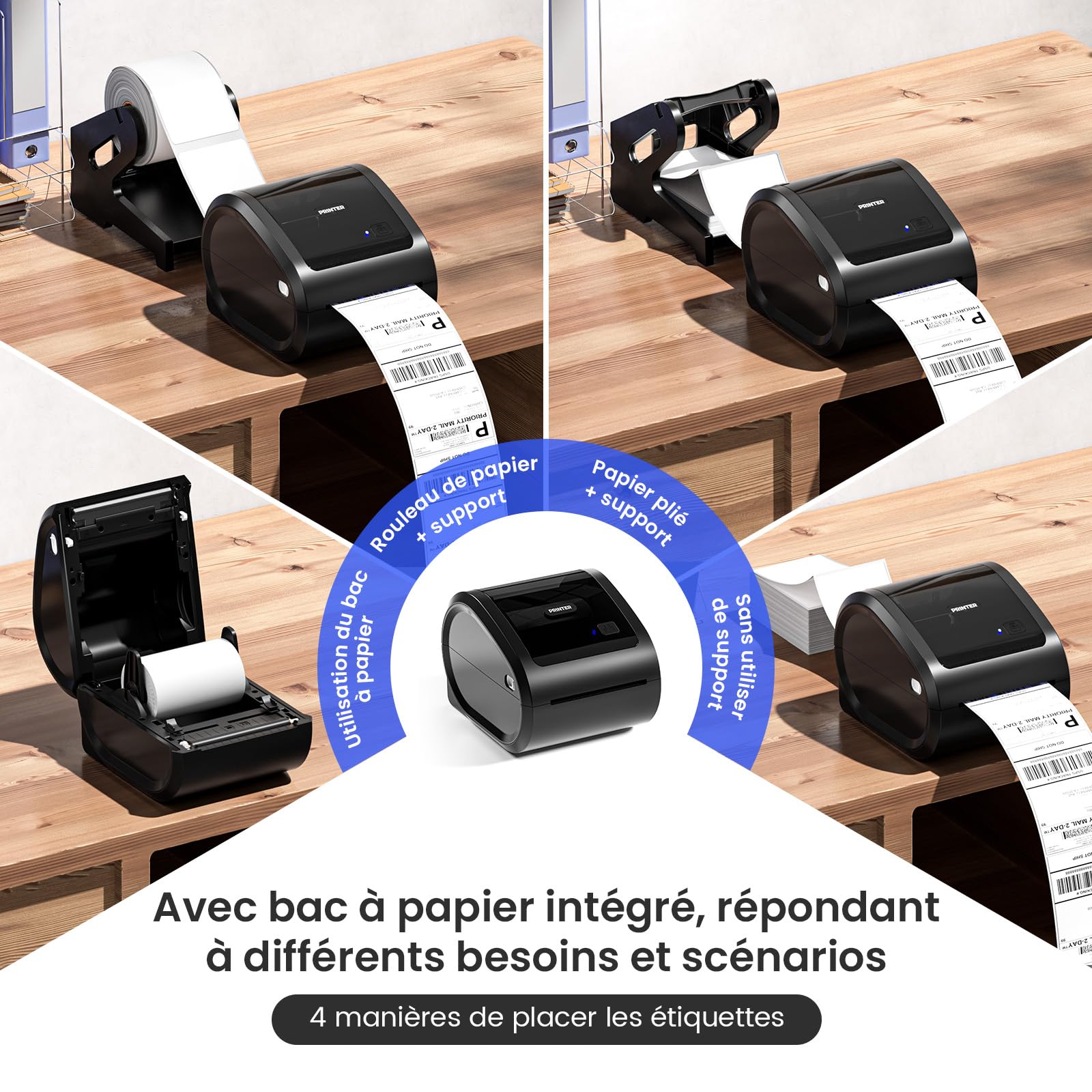 Phomemo D520BT Imprimante Thermique 4 x 6 Bluetooth, Étiquettes sans Encre pour Expédition, Compatible iPhone Android Mac Windows, Noir