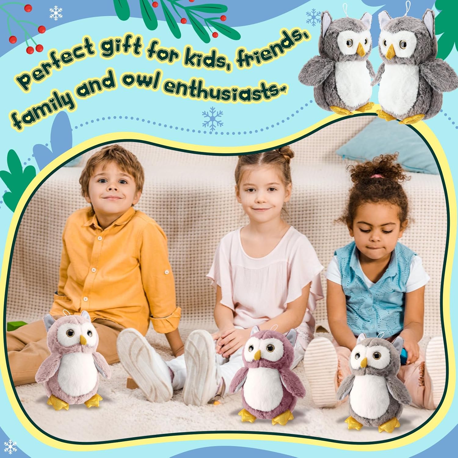 Jenaai 12 Pcs Owl Plush Stuffed Animals for Babies Soft Plush Toy Stuffed Owl Wizard Party Favors for Kids Toddlers Unisex Gifts Classroom Prizes Decor, 9.06 Inch (Multicolor)