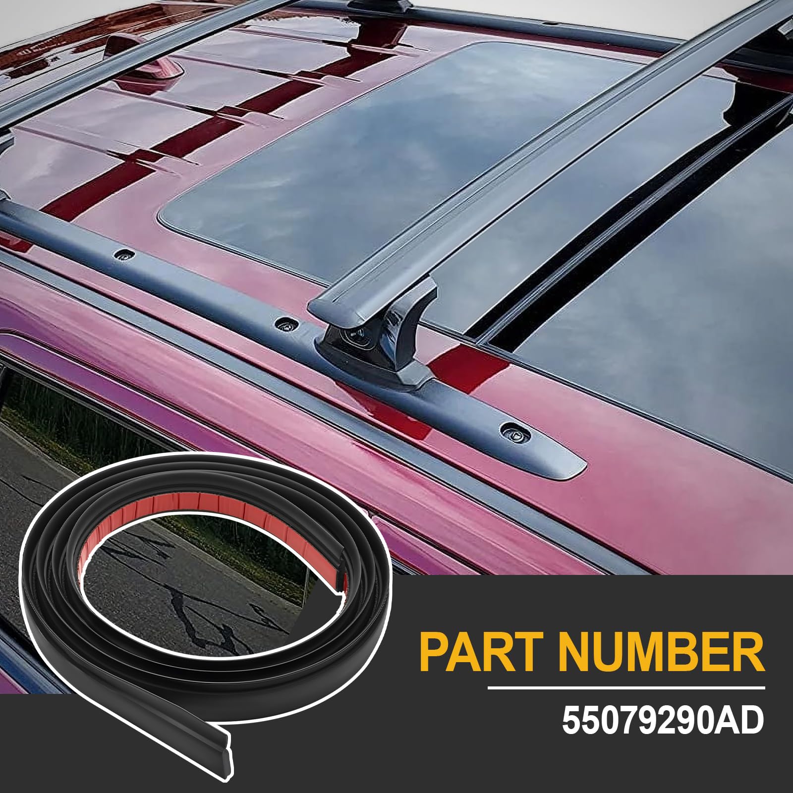 Striscia di modanatura del tetto compatibile con Grand Cherokee 2011-2022 numero di parte 55079290AD (destra)