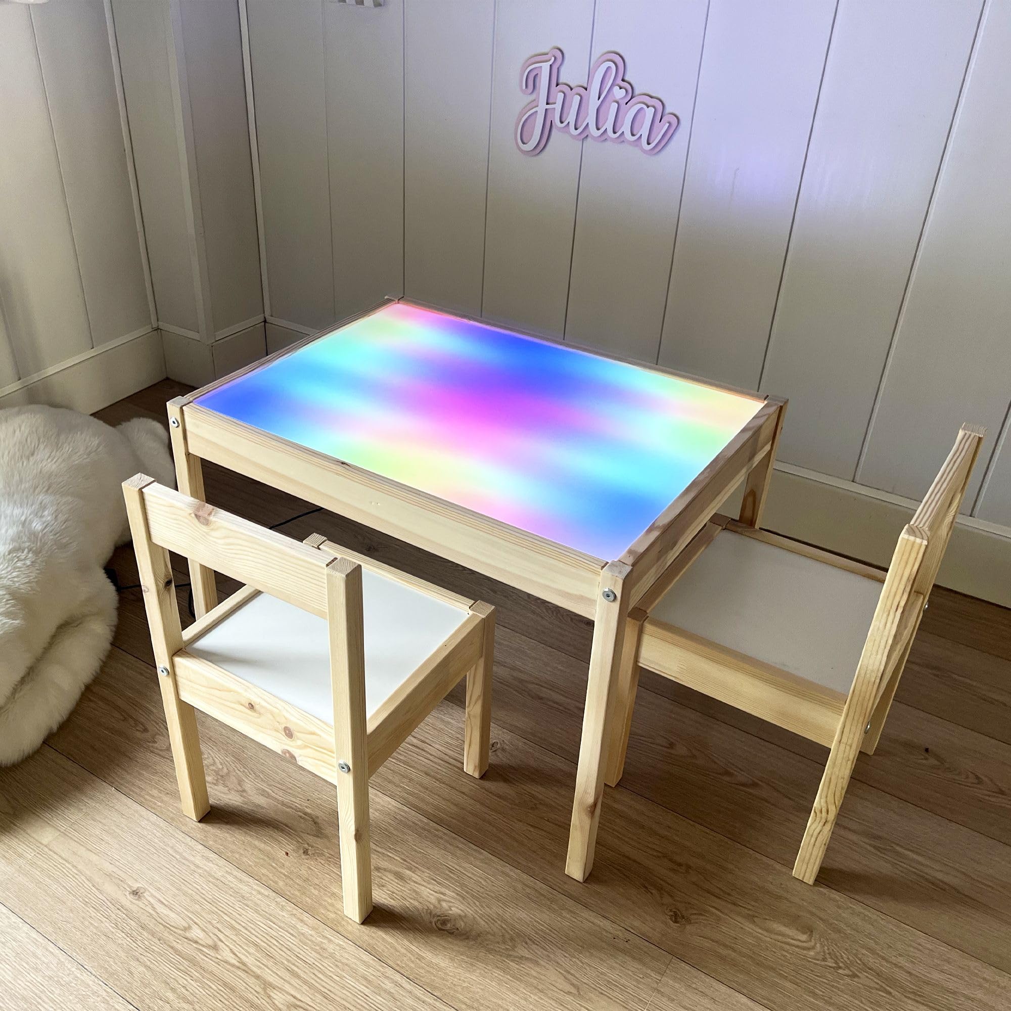 Mesa de luz Montessori con sillas (LED Smart RGB)