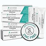 Extra Strong Denture Adhesive Cream, 12 Hour Hold Dental Glue, Waterproof, Zinc & Fluoride Free, Easy Apply Nozzle, Seals Food Out for Comfort, Mint Flavor (5 Pack, 7 Fl Oz)