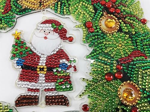 Miniatura 7 de Kit de corona de pintura de diamantes de Papá Noel 5D con luz LED, corona de diamantes de imitación de cristal con forma especial para decoración de