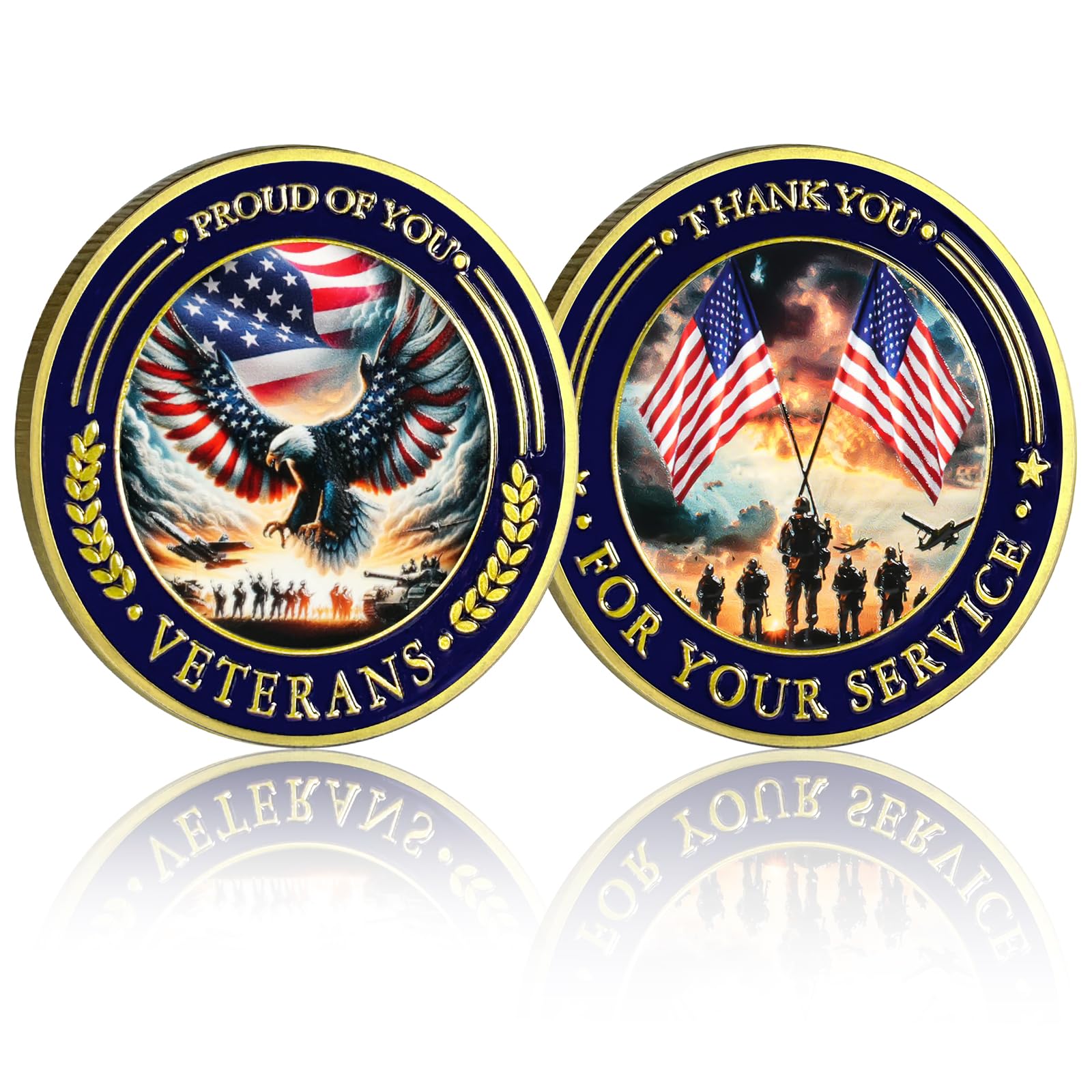 CHURYUML Military Veterans Challenge Coins Proud of You Veterans Military Commemorative Gifts for Men Women Army Soldiers Thank You for Your Service