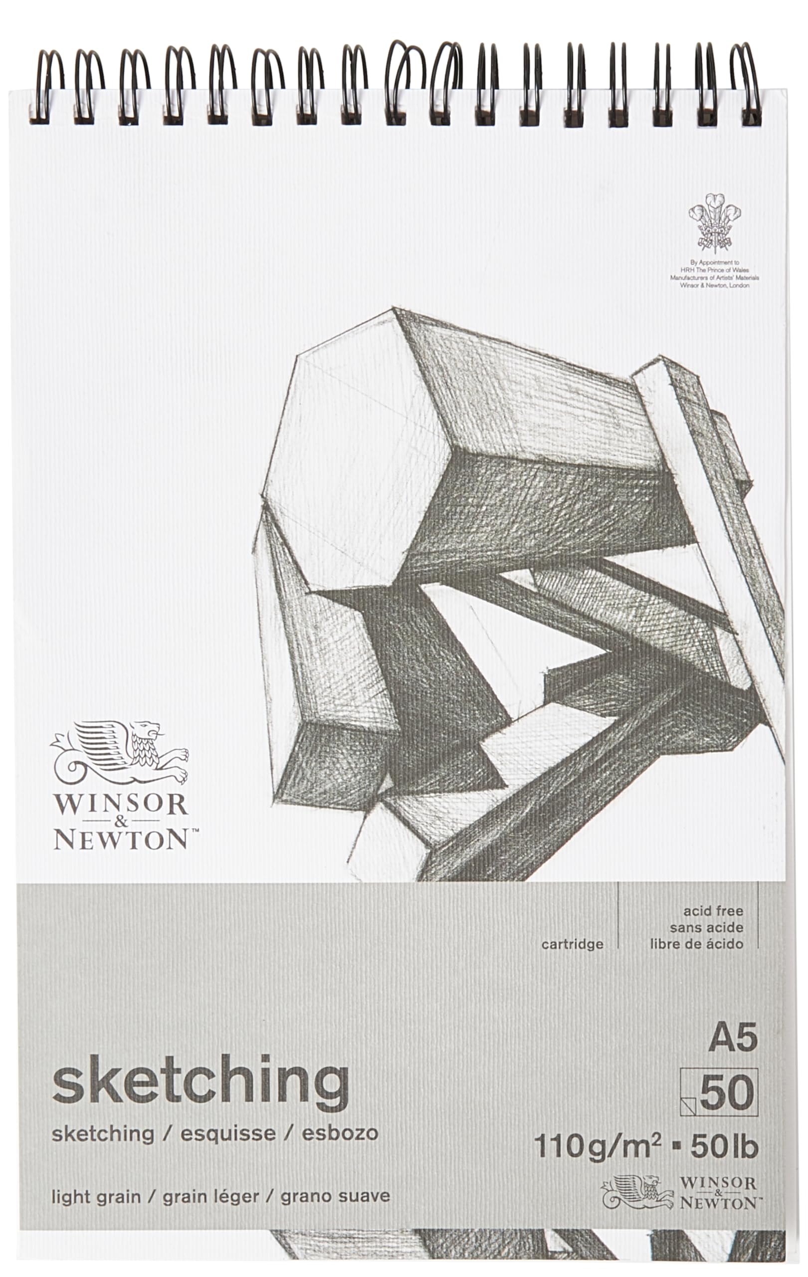 Winsor & Newton Papel - Bloc de papel de esbozo en espiral, extra blanco 110g A5 50 hojas