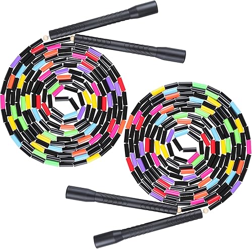 Cuerdas de salto holandesas dobles de 16.5 pies para adultos y niños, cuerda de saltar larga Rainbw, cuerda de saltar con cuentas para fitness,