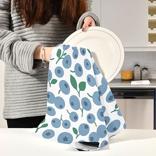 Miniatura 6 de Juego de 4 paños de cocina Abstrac Blueberry, ultra suaves, absorbentes, toallas de cocina, toallas de mano, paños de limpieza reutilizables, de