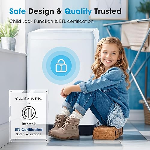 Miniatura 6 de Lavadora portátil - Lavadora compacta para el hogar, para apartamentos, carga superior, completamente automática, pequeña lavadora de ropa con bomba